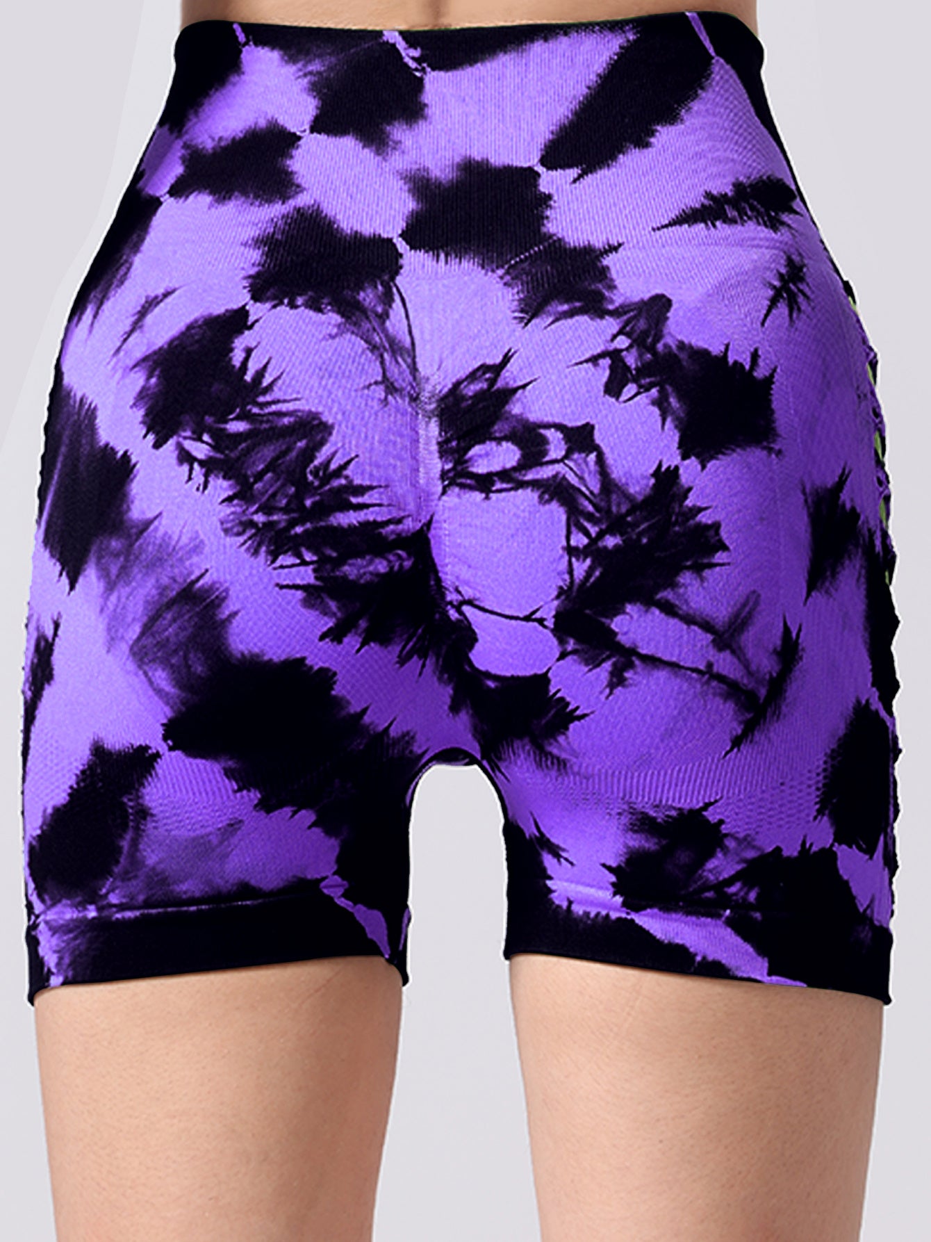 Women's Tie-dye Side Bow Hollow High Waist Hip Lifting Sports Fitness Yoga Shorts, Shorts For Women High Waist Tie Dye Workout Yoga Gym Scrunch Butt Lifting Cycling Biker Shorts