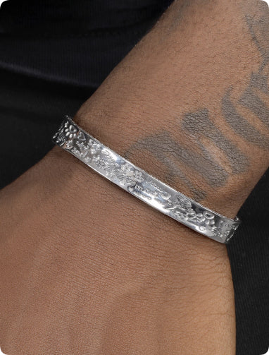 925 Sterling Silver Graffiti Bracelet Men's Hip-hop Retro
