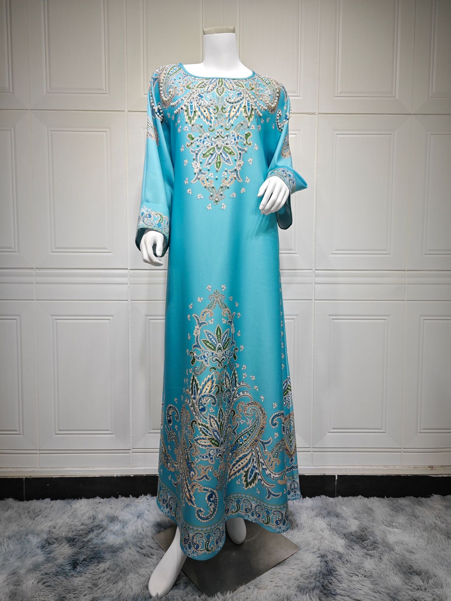 Stylish Muslim Robe Printed Dubai Women'S Clothing Dress for Everyday