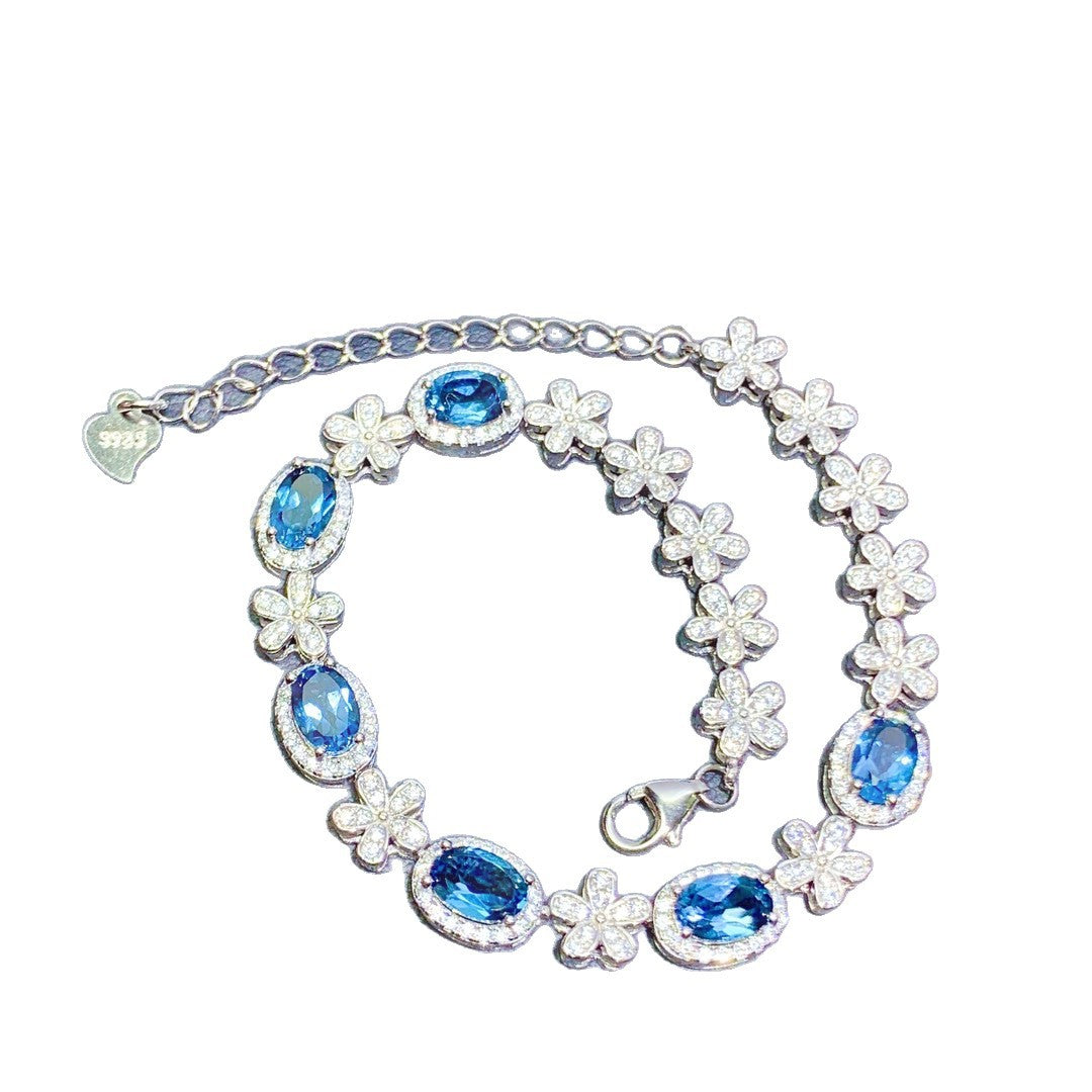 Damen-Armband aus S925 Silber mit natürlichen Topassteinen