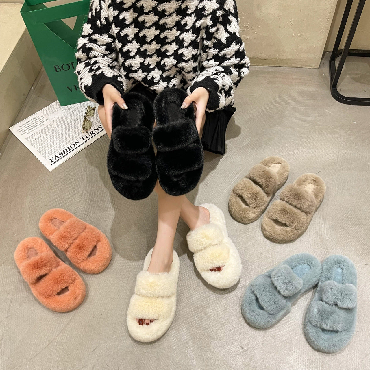Fuzzy Slippers Damen Hausschuhe Flauschige Schlafzimmer Hausschuhe
