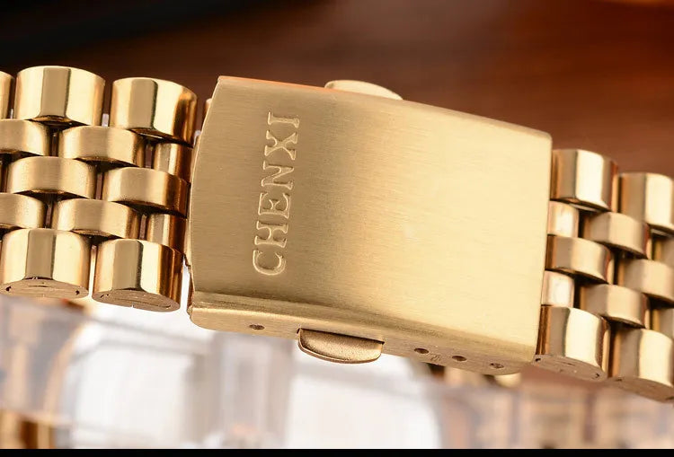 CHENXI Brand Top Luxury Ladies Golden Watch for Women Clock Female Women's Dress Rhinestone Quartz Waterproof Wristwatches