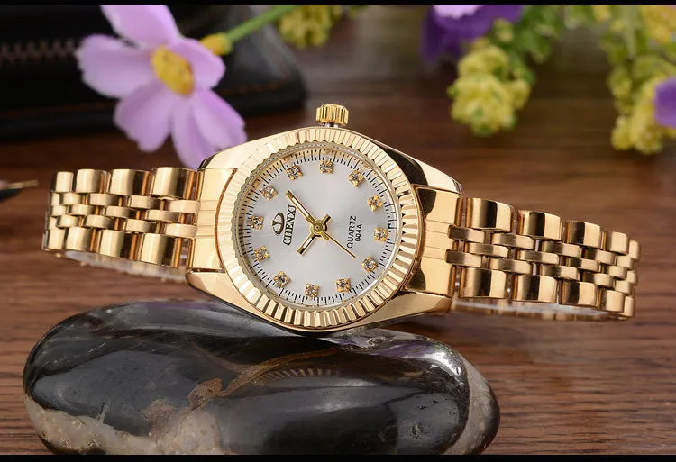 CHENXI Brand Top Luxury Ladies Golden Watch for Women Clock Female Women's Dress Rhinestone Quartz Waterproof Wristwatches