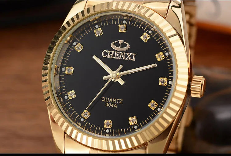 CHENXI Brand Top Luxury Ladies Golden Watch for Women Clock Female Women's Dress Rhinestone Quartz Waterproof Wristwatches
