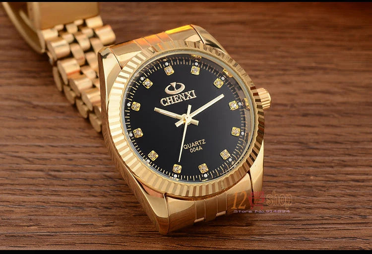 CHENXI Brand Top Luxury Ladies Golden Watch for Women Clock Female Women's Dress Rhinestone Quartz Waterproof Wristwatches