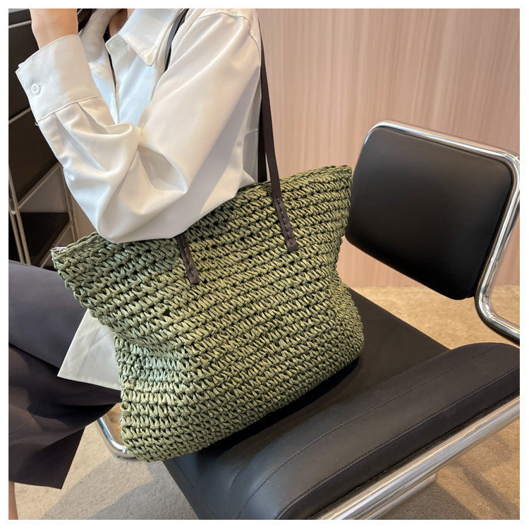 Straw Woven Tote Bags Casual Large Luxury Design Capacity Handbag Beach Shoulder Simple Women's Bag Style Shopping Summer bolsos