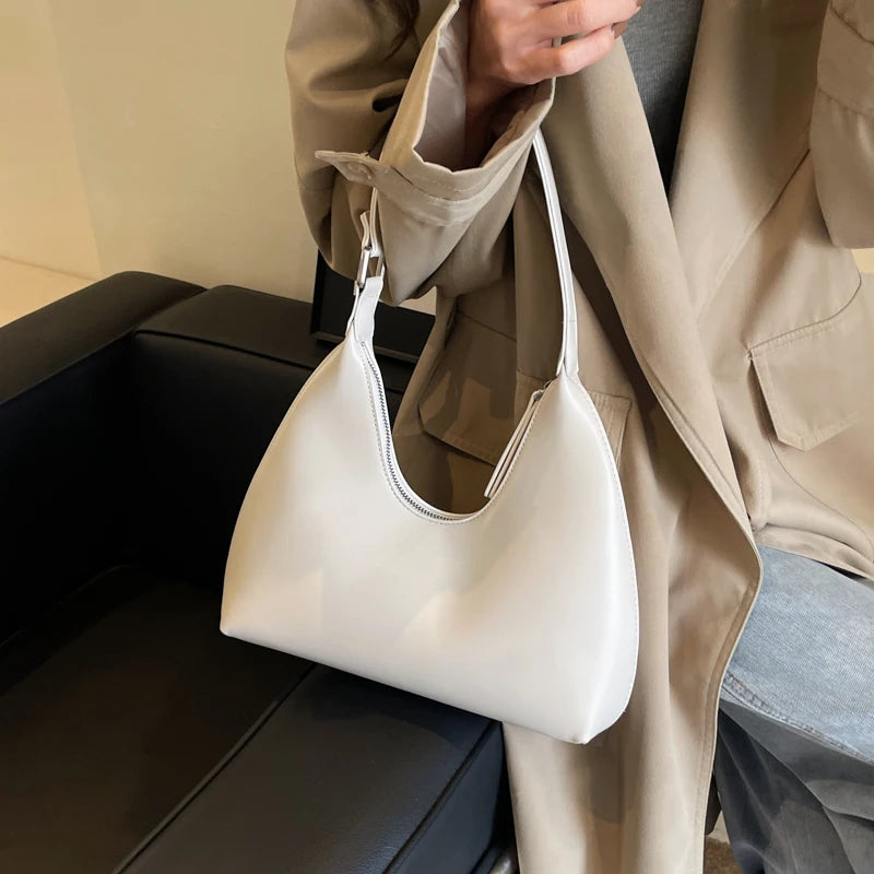 MOODS Fashion Underarm Shoulder Bags For Women PU Leather Pure Color Armpit Hobo Bag 2024 New Luxury Designer Purses And Handbag