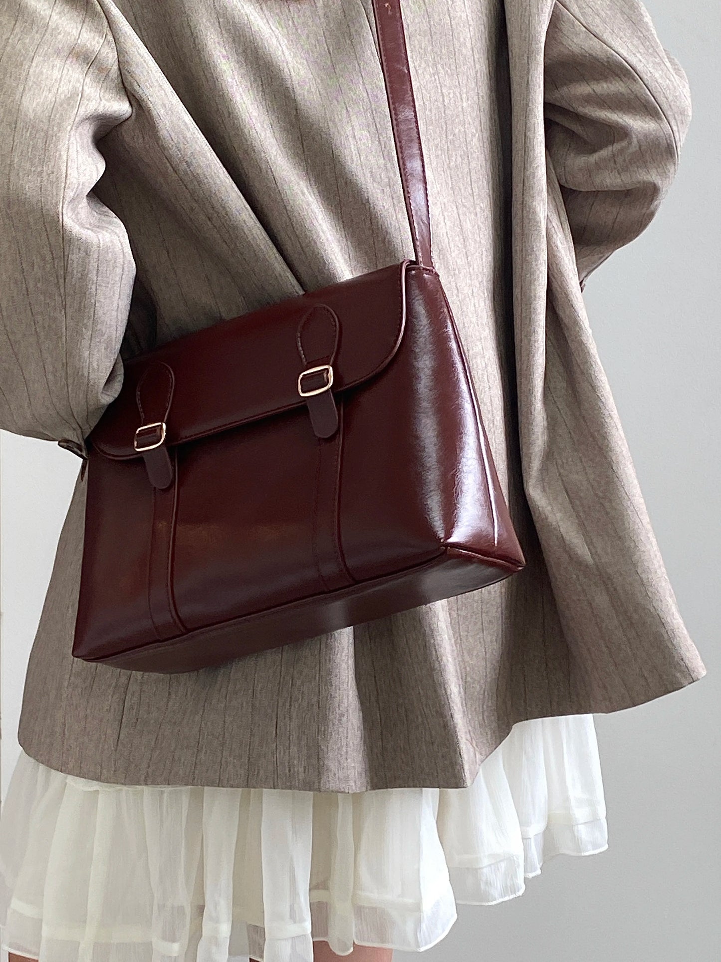 Vintage Women's Shoulder Bag Large Capacity Ladies Tote Purse Handbags Pu Leather Female Messenger Bags College Girls Book Bag