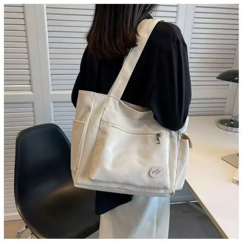 Women's Fashion Shoulder Bag Class Large Capacity Student Tote Bag 2023 New Canvas Commuter Handbag Women Bag