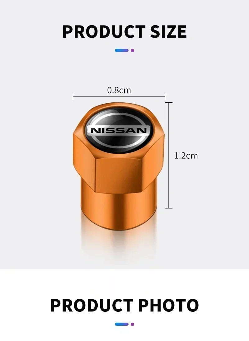 4PCS Car Badge Wheel Tires Valve Caps Metal Tyre Dust Covers For Nissan J10 X-Trail Qashqai Juke Leaf Micra NOTE Patrol Gadgets