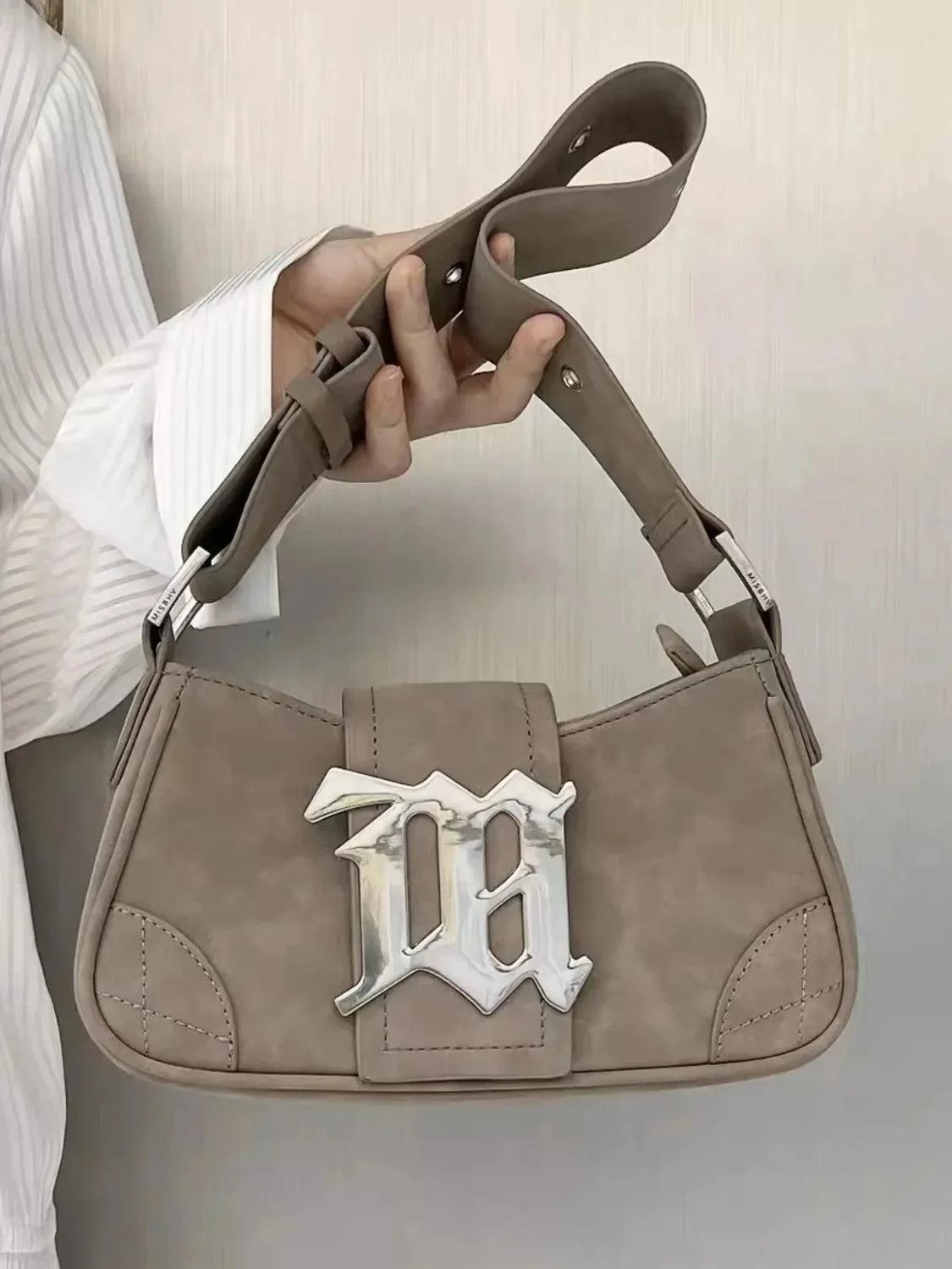 Casual Bags For Women Luxury Designer Brand Handbags And Purses 2024 New In PU Nubuck Sheet Metal Decoration Crossbody Bag Small