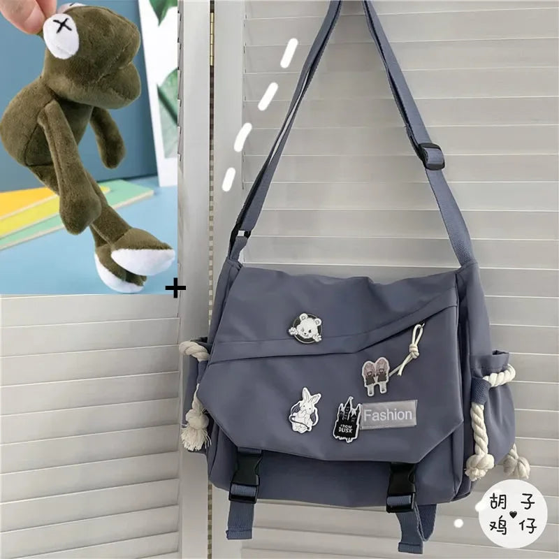 Youth Fashion Nylon Crossbody Bags for Women Handbags Shoulder Bag Large Capacity Solid Canvas Messenger Bag Girls School Bags