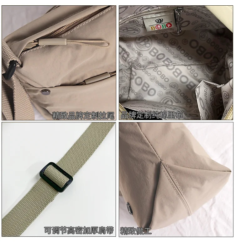 Ultra-light Nylon Crossbody Bag for Women Adjustable Wide Strap Lightweight Women's Bag Zipper Closure Stylish Messenger Bag