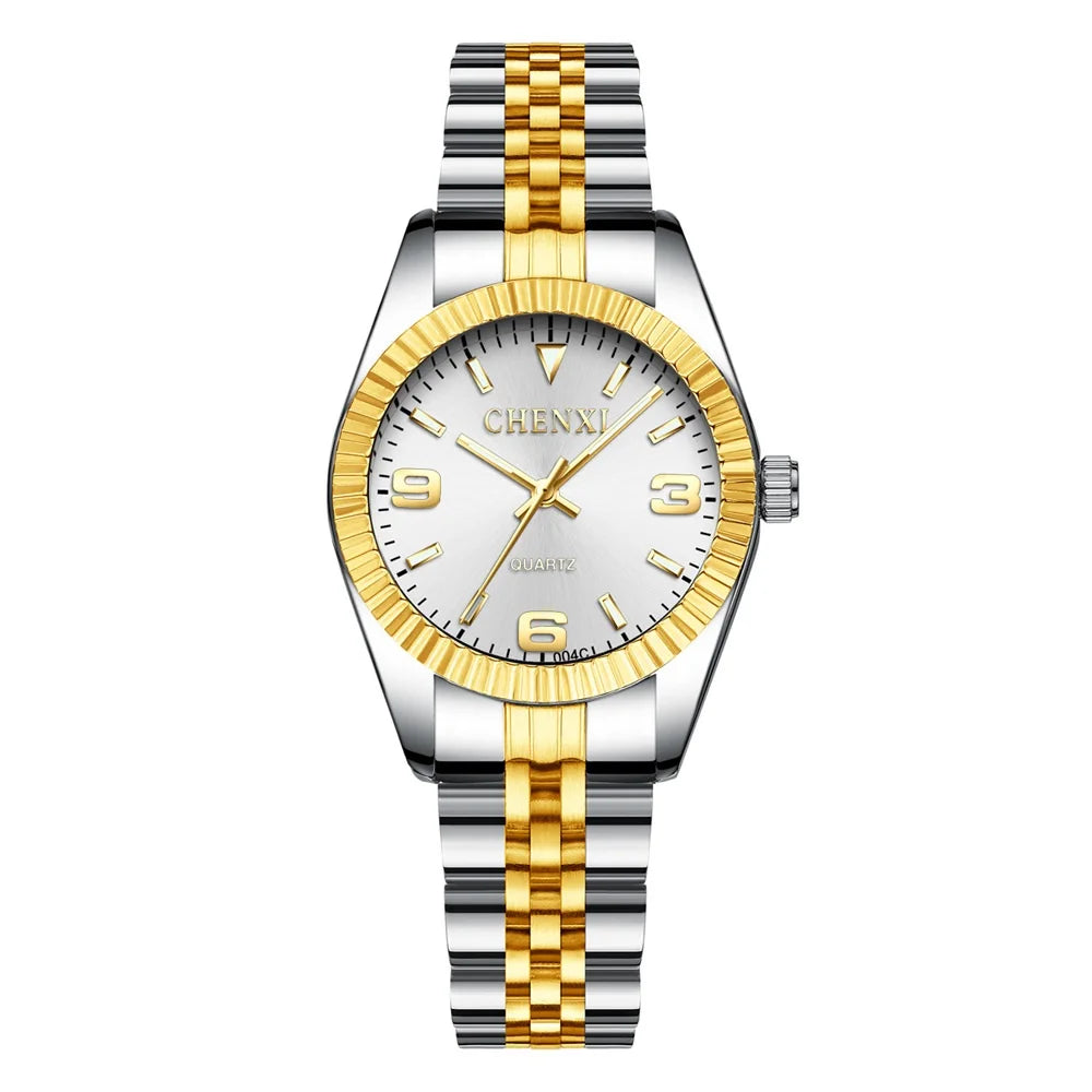 CHENXI Brand Top Luxury Ladies Golden Watch for Women Clock Female Women's Dress Rhinestone Quartz Waterproof Wristwatches