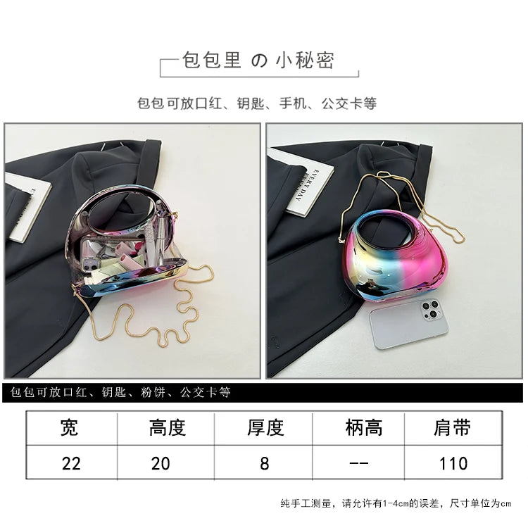Hot Selling Women's Crossbody Bag 2025 New PVC Metallic Luster Half Moon Party Banquet Women's Bag Luxury Handbag Bolso De Mujer