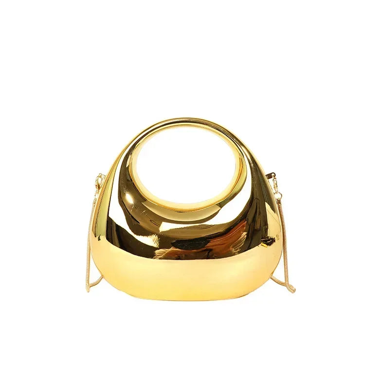 Hot Selling Women's Crossbody Bag 2025 New PVC Metallic Luster Half Moon Party Banquet Women's Bag Luxury Handbag Bolso De Mujer
