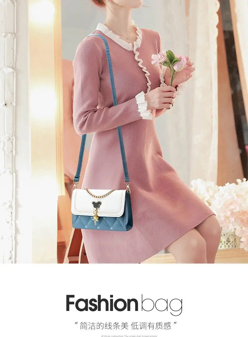 Disney cute Mickey Women's Crossbody Shoulder Bag Luxury Brand Fashion Girls' Handbag High Quality Multifunctional Women's Bag