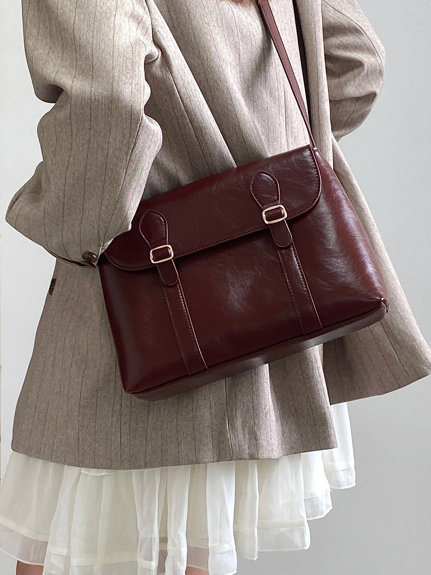 Vintage Women's Shoulder Bag Large Capacity Ladies Tote Purse Handbags Pu Leather Female Messenger Bags College Girls Book Bag