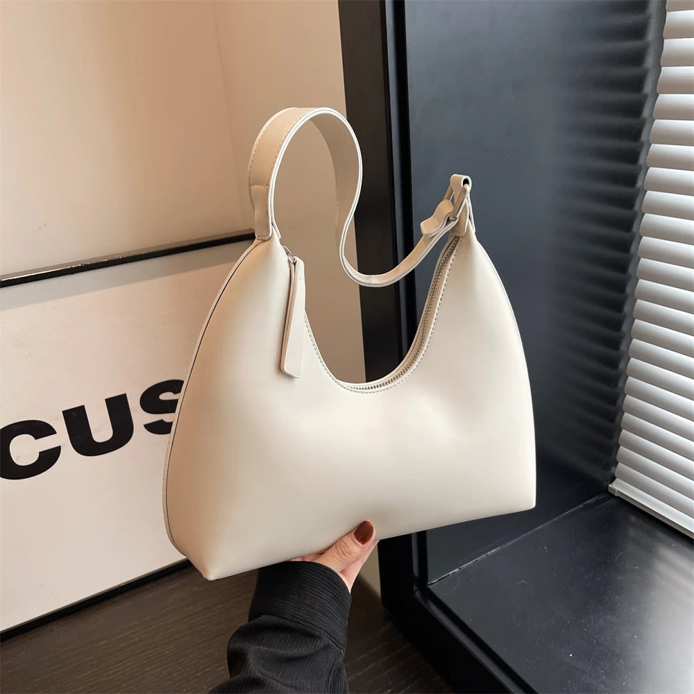 MOODS Fashion Underarm Shoulder Bags For Women PU Leather Pure Color Armpit Hobo Bag 2024 New Luxury Designer Purses And Handbag