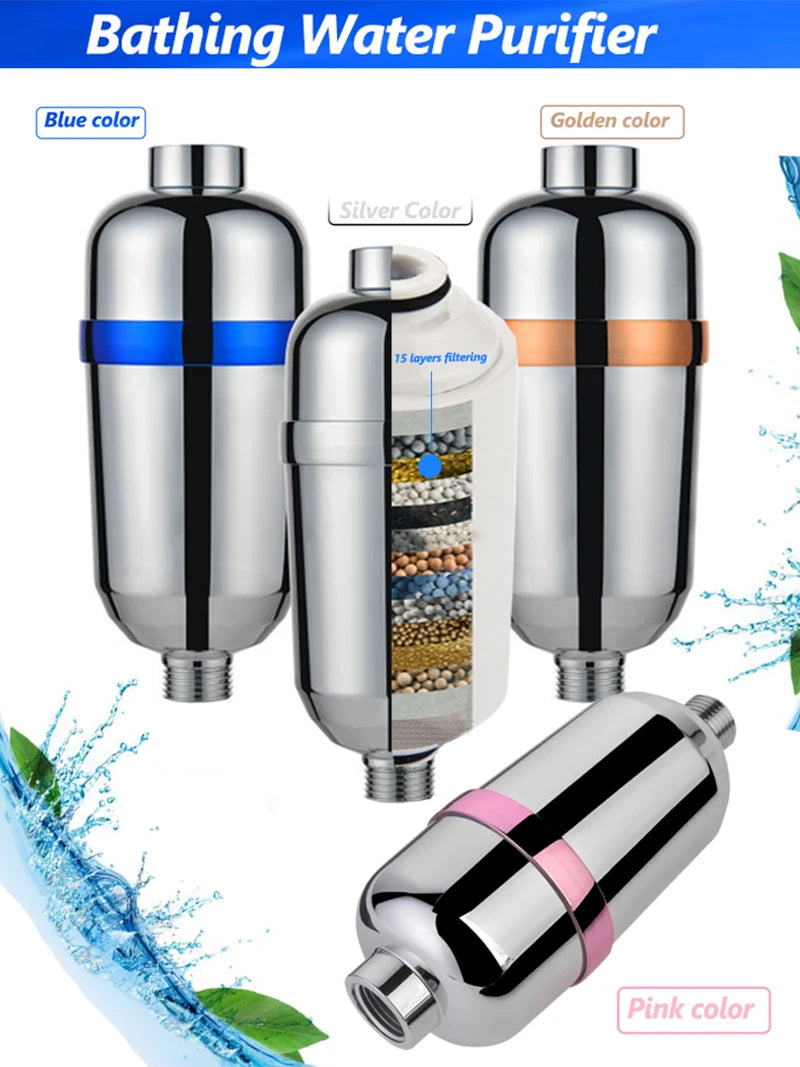 Bathroom Shower Head Filter Bathing Water Purifier Water Treatment Filtering Device Softener Impurities Removal for Home Hotel