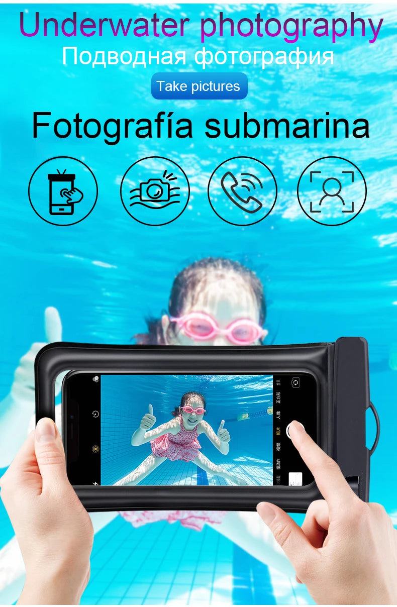 Universal IP68 Waterproof Swim Case Cover For iPhone 16 15 14 13 12 11 Pro Max Xiaomi Samsung S23 Air Bag Cover Phone Accessory
