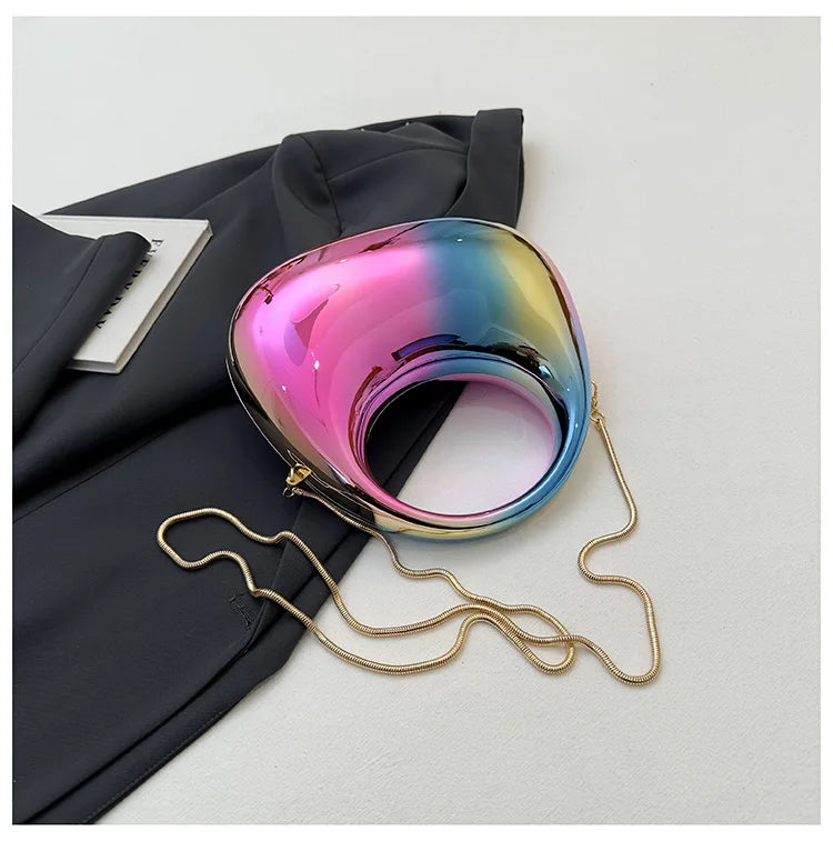 Hot Selling Women's Crossbody Bag 2025 New PVC Metallic Luster Half Moon Party Banquet Women's Bag Luxury Handbag Bolso De Mujer