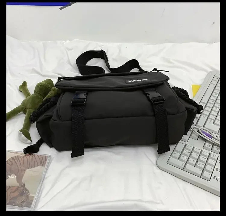 Youth Fashion Nylon Crossbody Bags for Women Handbags Shoulder Bag Large Capacity Solid Canvas Messenger Bag Girls School Bags