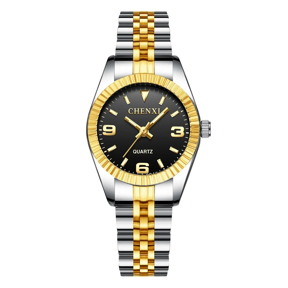 CHENXI Brand Top Luxury Ladies Golden Watch for Women Clock Female Women's Dress Rhinestone Quartz Waterproof Wristwatches