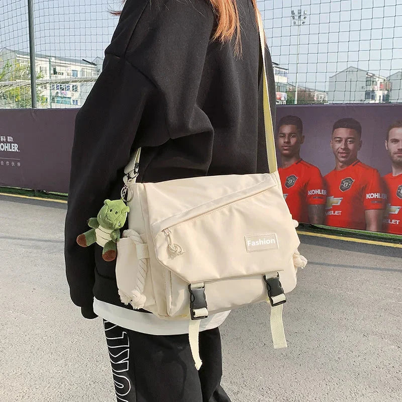 Youth Fashion Nylon Crossbody Bags for Women Handbags Shoulder Bag Large Capacity Solid Canvas Messenger Bag Girls School Bags