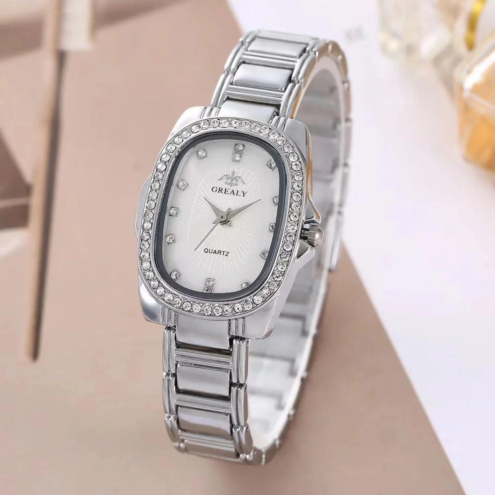 Luxury 2025 Women's Simple Quartz Watch Casual Green Diamond Set design Female Dress stainless steel bracelet clock Watches
