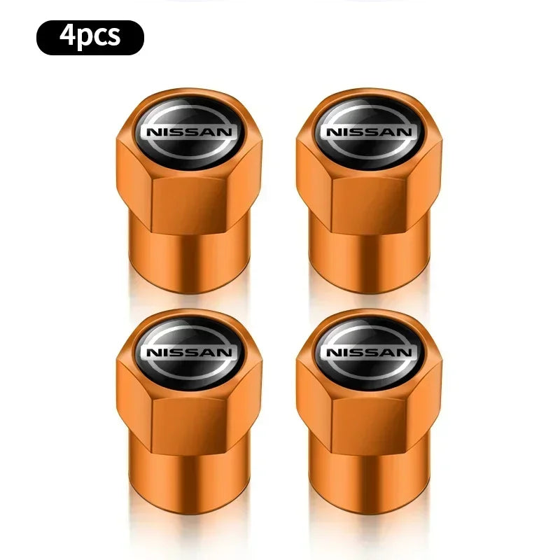 4PCS Car Badge Wheel Tires Valve Caps Metal Tyre Dust Covers For Nissan J10 X-Trail Qashqai Juke Leaf Micra NOTE Patrol Gadgets