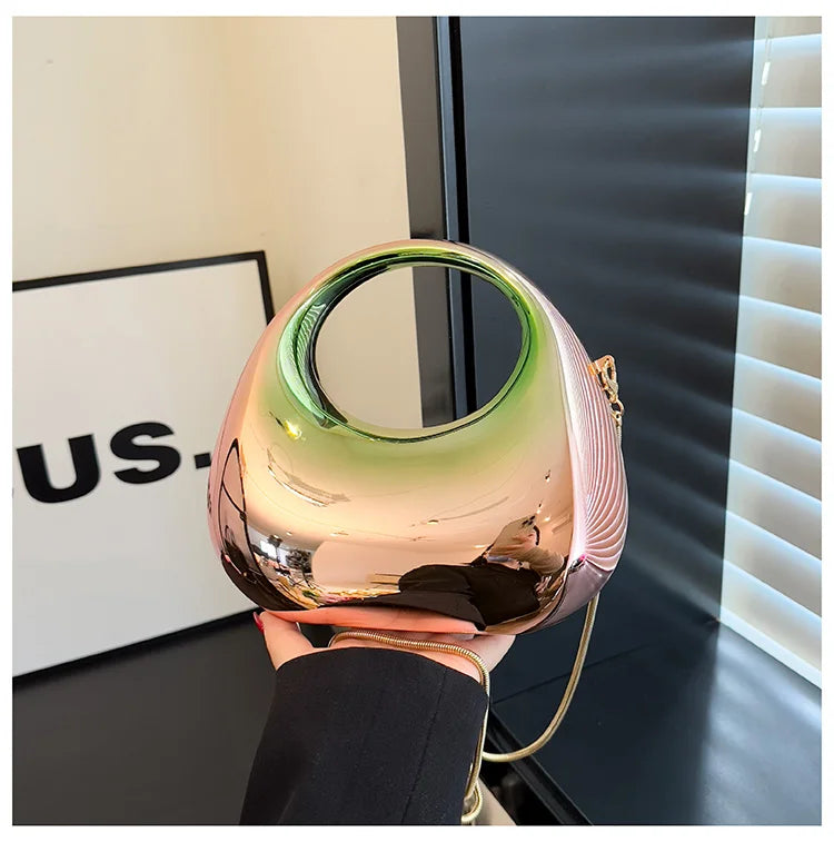 Hot Selling Women's Crossbody Bag 2025 New PVC Metallic Luster Half Moon Party Banquet Women's Bag Luxury Handbag Bolso De Mujer