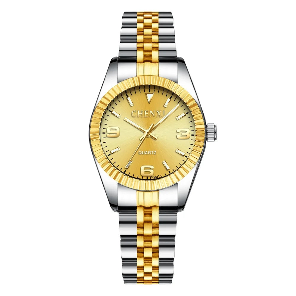 CHENXI Brand Top Luxury Ladies Golden Watch for Women Clock Female Women's Dress Rhinestone Quartz Waterproof Wristwatches