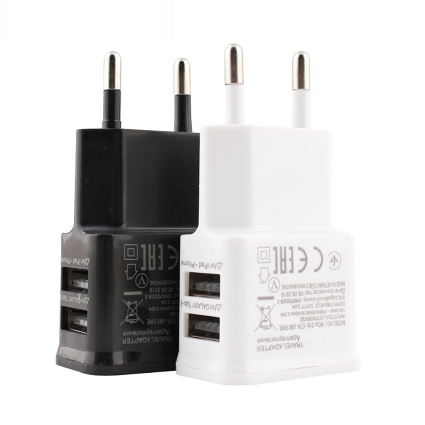 EU Plug 5V Dual USB Universal Mobile Phone Chargers Travel Power Charger Adapter Plug for For iPhone Samsung Xiaomi Huawei