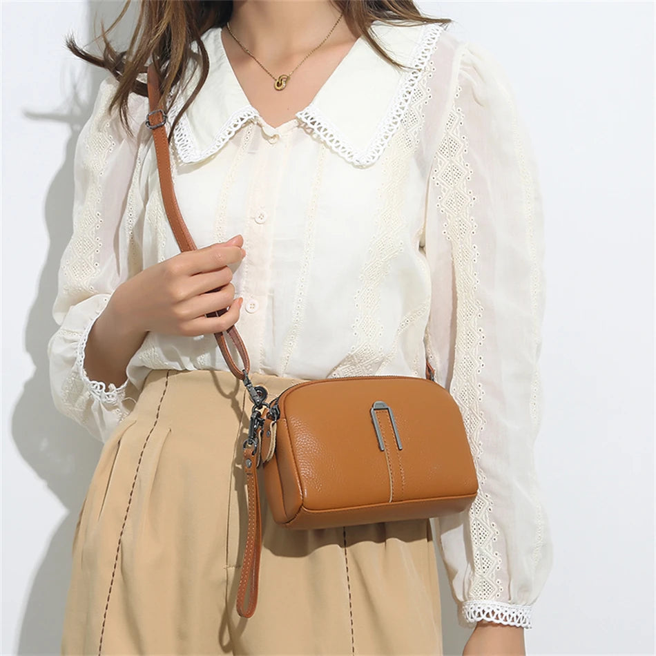 Genuine Leather Bag Luxury Women's Crossbody Bag for Woman Female Solid Color Clutch Phone Bags Shoulder Bag Messenger Bag Sac