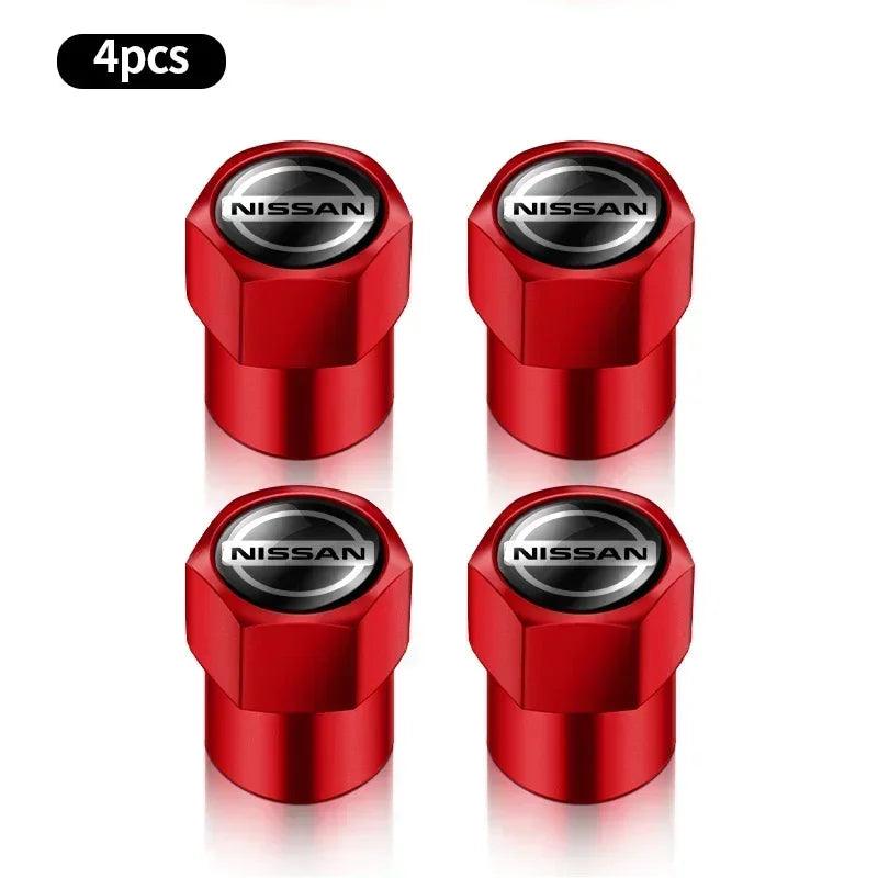 4PCS Car Badge Wheel Tires Valve Caps Metal Tyre Dust Covers For Nissan J10 X-Trail Qashqai Juke Leaf Micra NOTE Patrol Gadgets