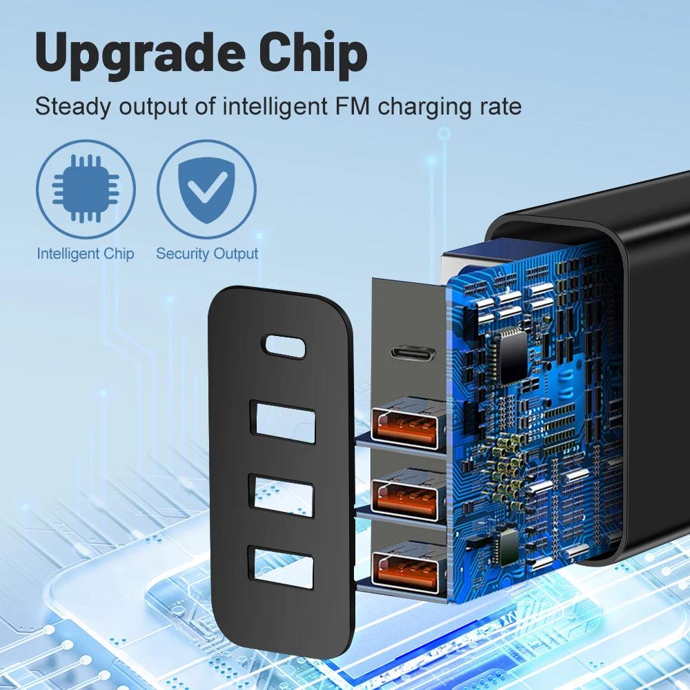 48 USB Charger QC 3.0 Type C PD Fast Charge For iPhone 12 13 Max Samsung S21 Huawei Xiaomi Mobile Phone EU/US Plug Wall Charger