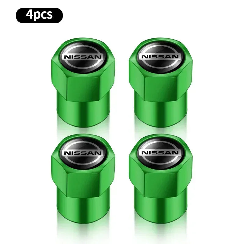 4PCS Car Badge Wheel Tires Valve Caps Metal Tyre Dust Covers For Nissan J10 X-Trail Qashqai Juke Leaf Micra NOTE Patrol Gadgets