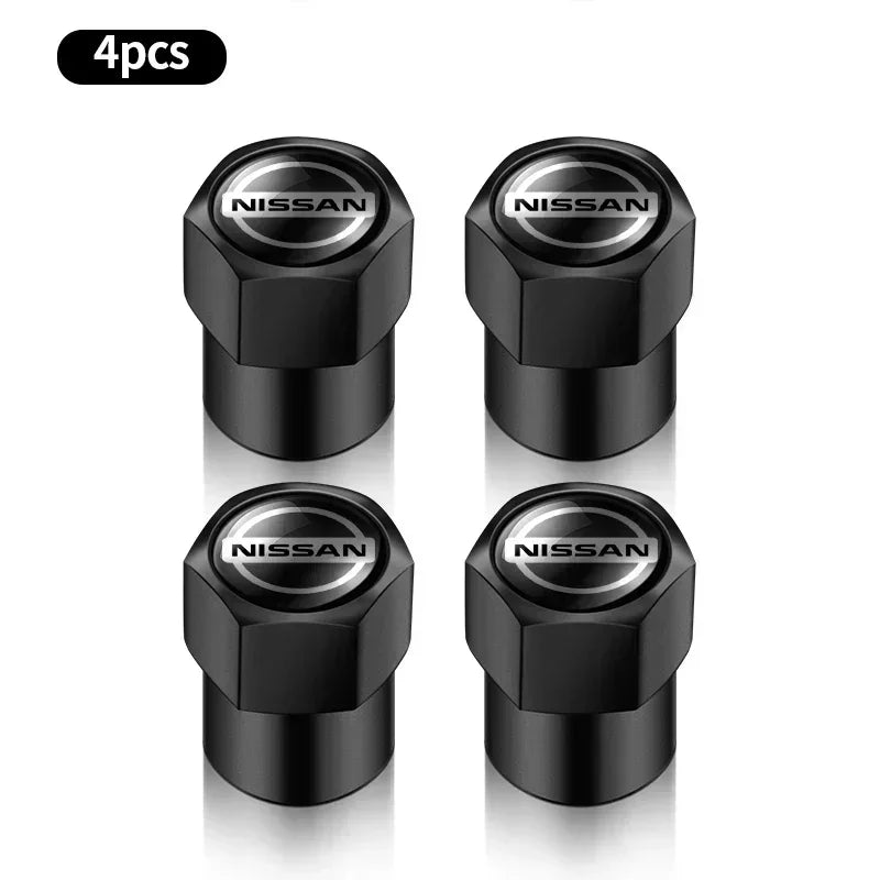 4PCS Car Badge Wheel Tires Valve Caps Metal Tyre Dust Covers For Nissan J10 X-Trail Qashqai Juke Leaf Micra NOTE Patrol Gadgets