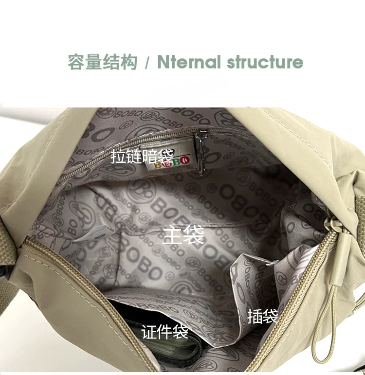 Ultra-light Nylon Crossbody Bag for Women Adjustable Wide Strap Lightweight Women's Bag Zipper Closure Stylish Messenger Bag