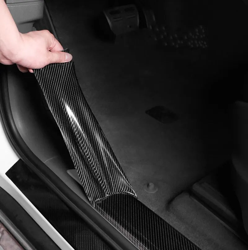 Anti Scratch Car Door Sill Protector Sticker Nano Carbon Fiber DIY Paste Protector Strip Auto Side Mirror Protection Tape Film