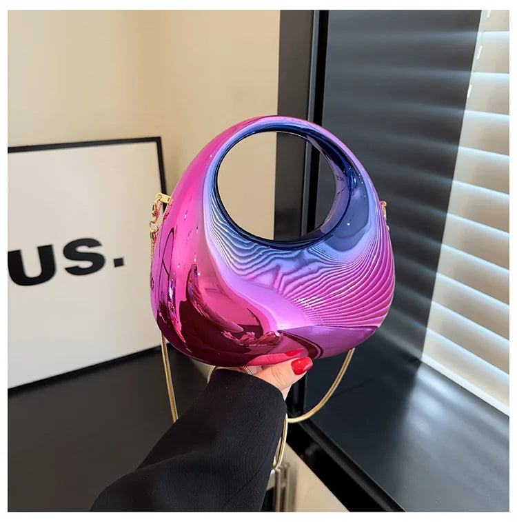 Hot Selling Women's Crossbody Bag 2025 New PVC Metallic Luster Half Moon Party Banquet Women's Bag Luxury Handbag Bolso De Mujer