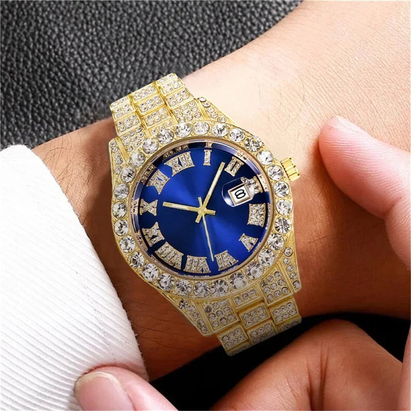 Hip hop Watch Male watch luxury water proof Brand watches Stainless steel Round Clock Men quartz wristwatches Gift boyfriend