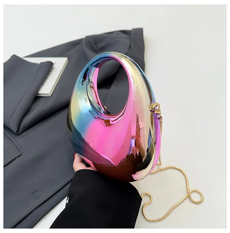 Hot Selling Women's Crossbody Bag 2025 New PVC Metallic Luster Half Moon Party Banquet Women's Bag Luxury Handbag Bolso De Mujer