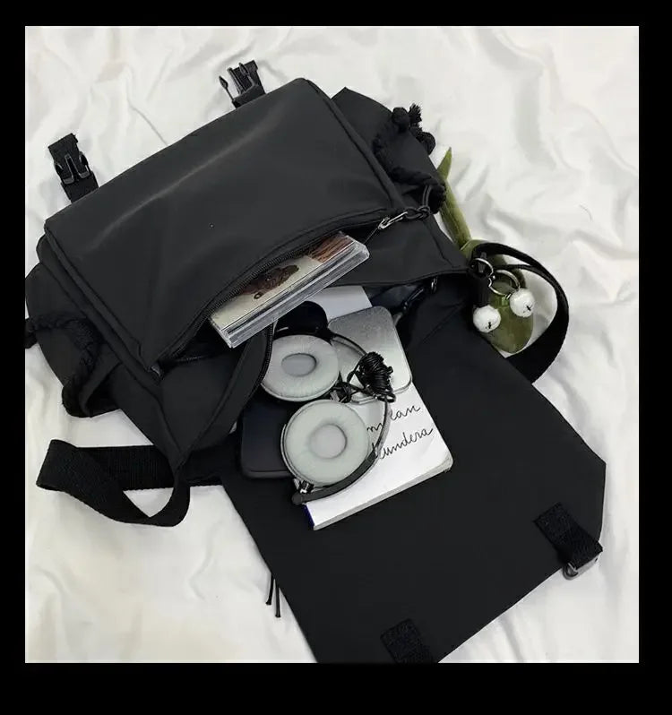 Youth Fashion Nylon Crossbody Bags for Women Handbags Shoulder Bag Large Capacity Solid Canvas Messenger Bag Girls School Bags