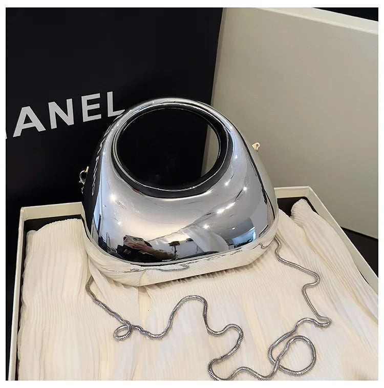Hot Selling Women's Crossbody Bag 2025 New PVC Metallic Luster Half Moon Party Banquet Women's Bag Luxury Handbag Bolso De Mujer