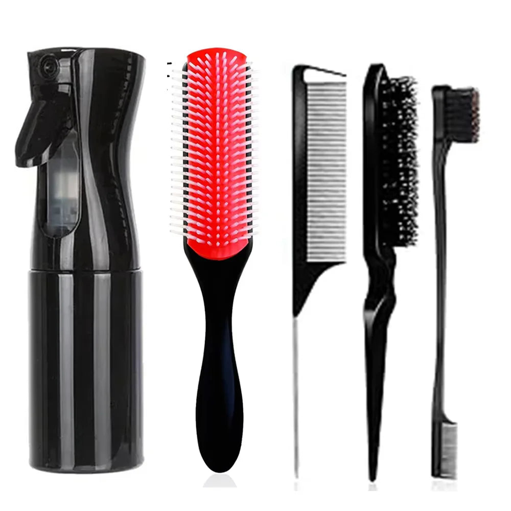 11 pcs High Quality Hair Brush Comb Set,with Hair Spray Bottle Scalp massager ,Wet Dry Curly Hair Detangling, Wide Tooth Combs