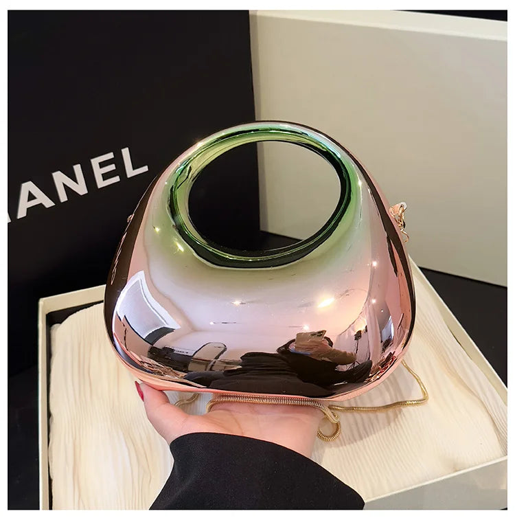 Hot Selling Women's Crossbody Bag 2025 New PVC Metallic Luster Half Moon Party Banquet Women's Bag Luxury Handbag Bolso De Mujer