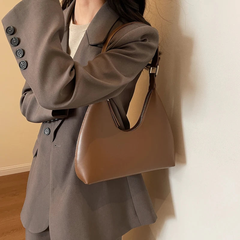 MOODS Fashion Underarm Shoulder Bags For Women PU Leather Pure Color Armpit Hobo Bag 2024 New Luxury Designer Purses And Handbag