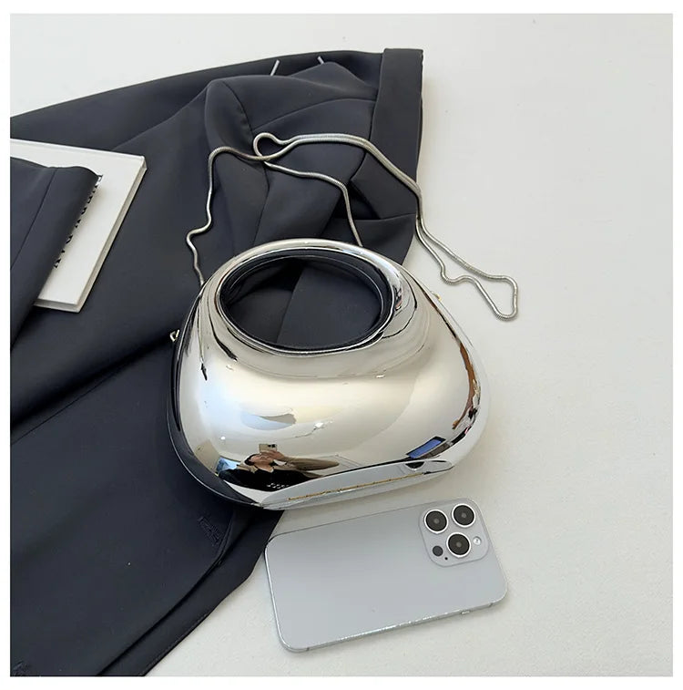 Hot Selling Women's Crossbody Bag 2025 New PVC Metallic Luster Half Moon Party Banquet Women's Bag Luxury Handbag Bolso De Mujer